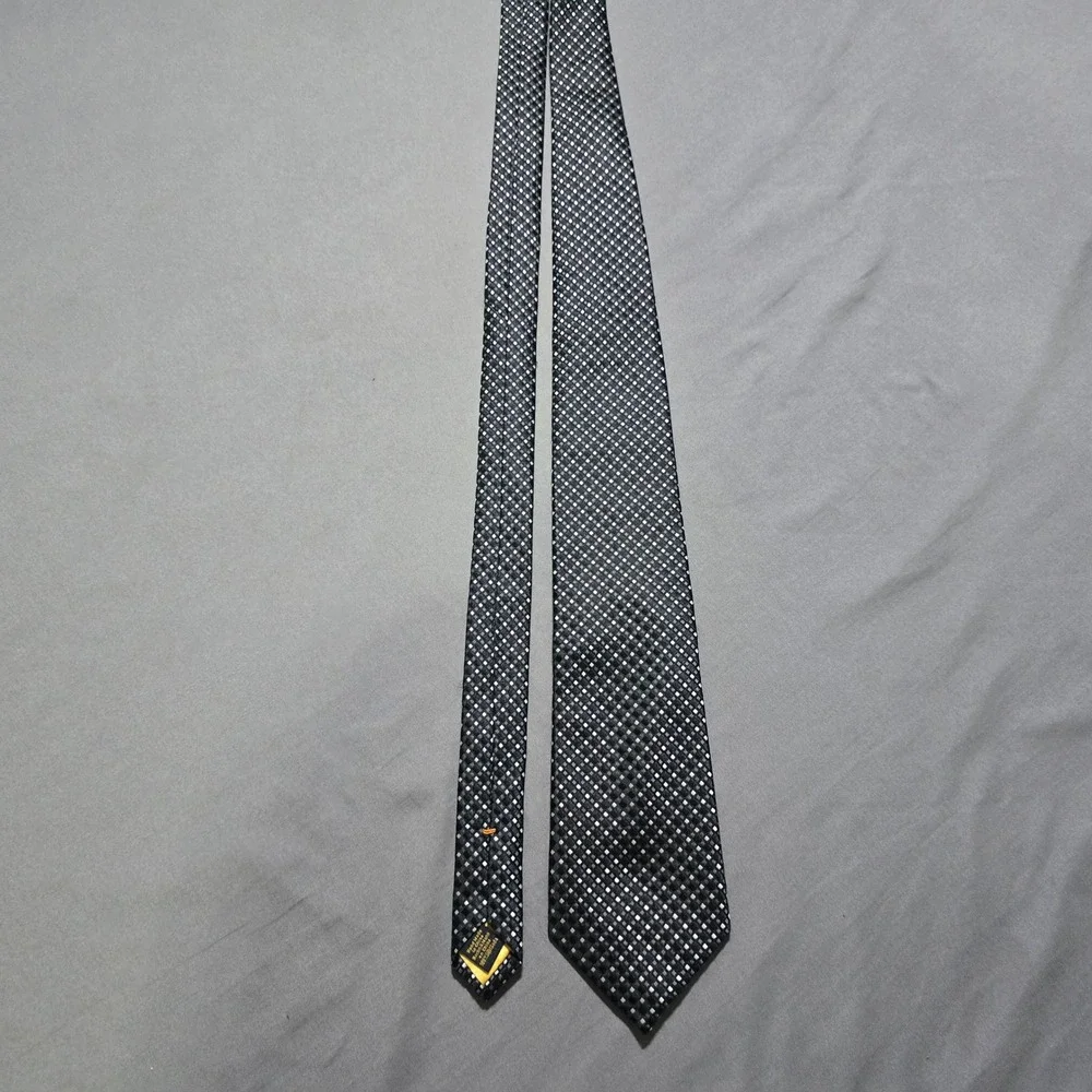 Donald J. Trump Necktie Mens OS Black Silver Geometric Silk Signature Collection